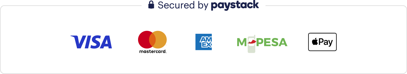 We accept M-Pesa, Visa, Mastercard, Amex and Apple Pay