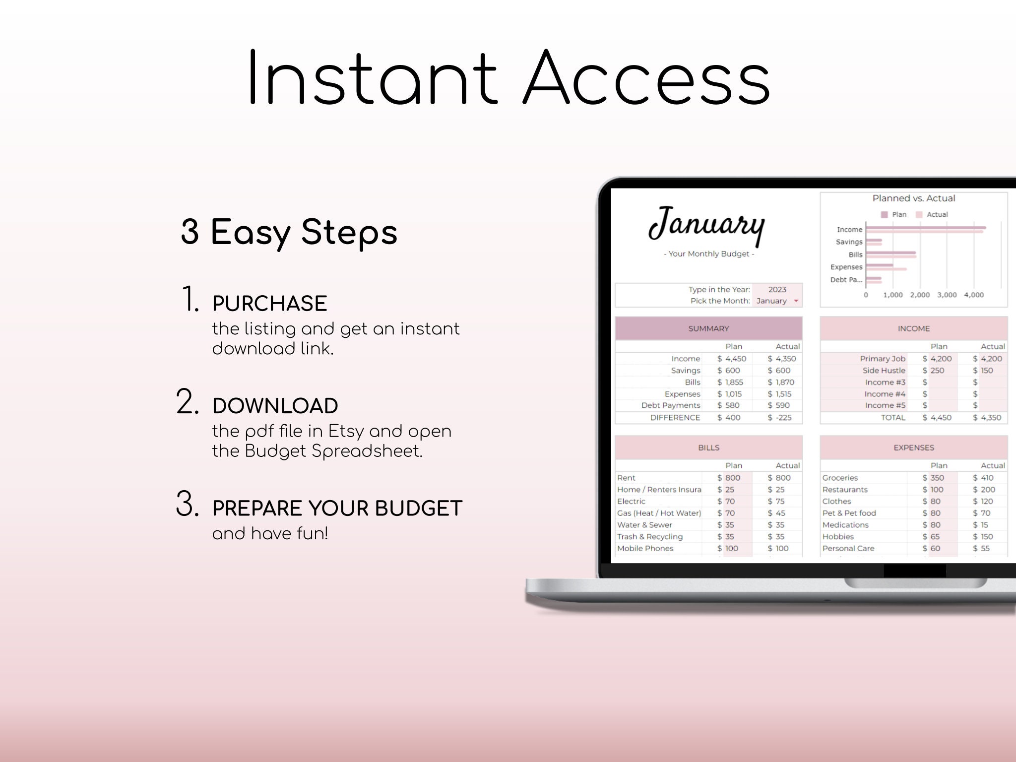 Monthly Budget Plus Spreadsheet | Simple Annual Budget | Personal Finances Excel | Easy Google Sheets | Financial Planner | All-In-One - Image 9
