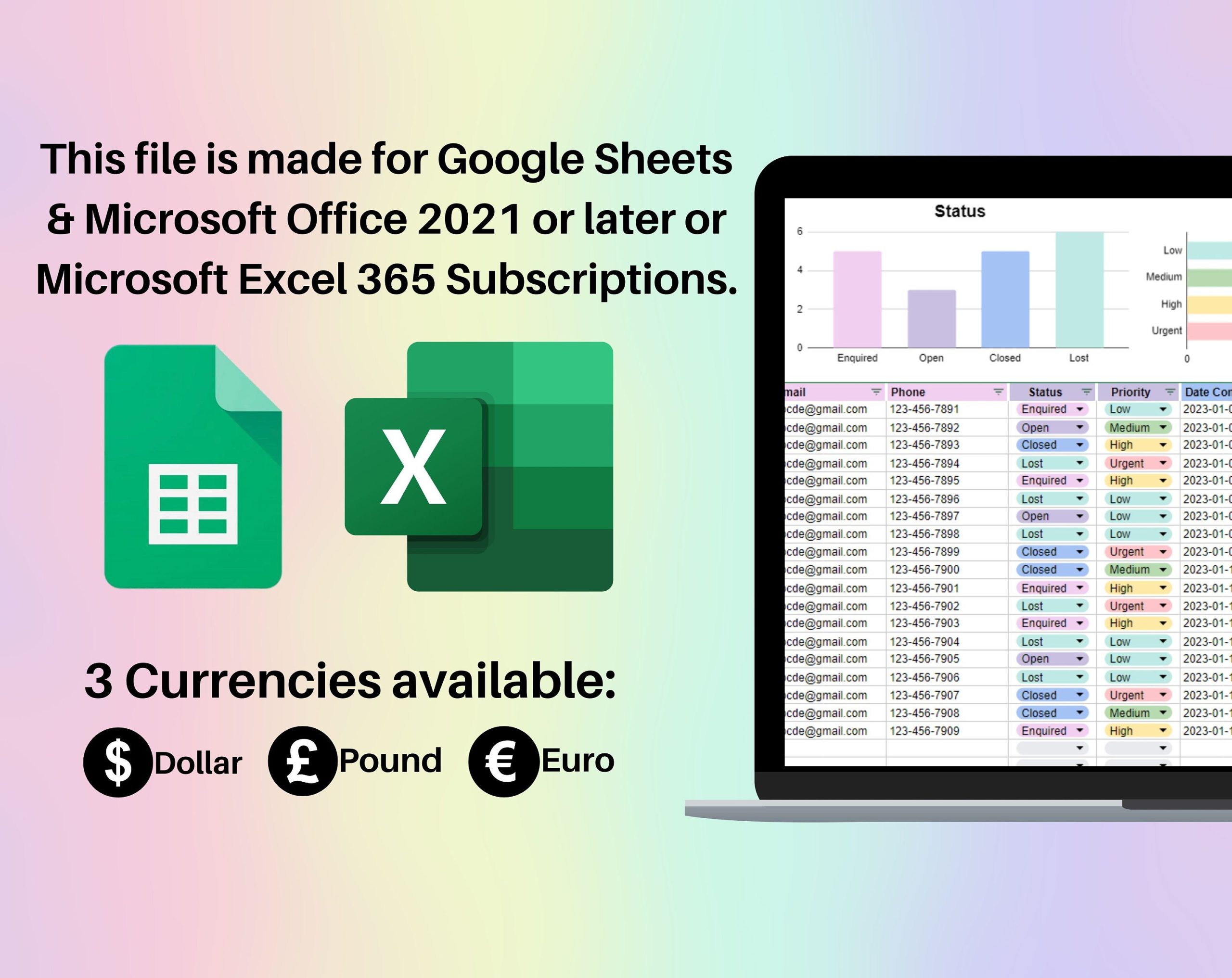 Client Tracker Spreadsheet Google Sheets & Excel | Small Business Contact Manager, Customer Database, Project Tracker - Image 6