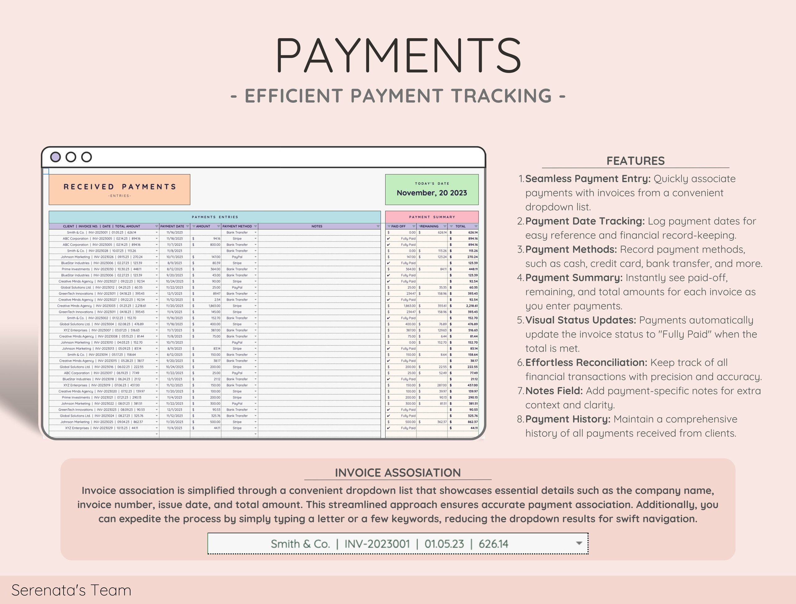 Invoice Tracker & Payment Manager with Invoice Generator | Invoice, Client Payments and Dashboard | Small Business Spreadsheet Template - Image 6