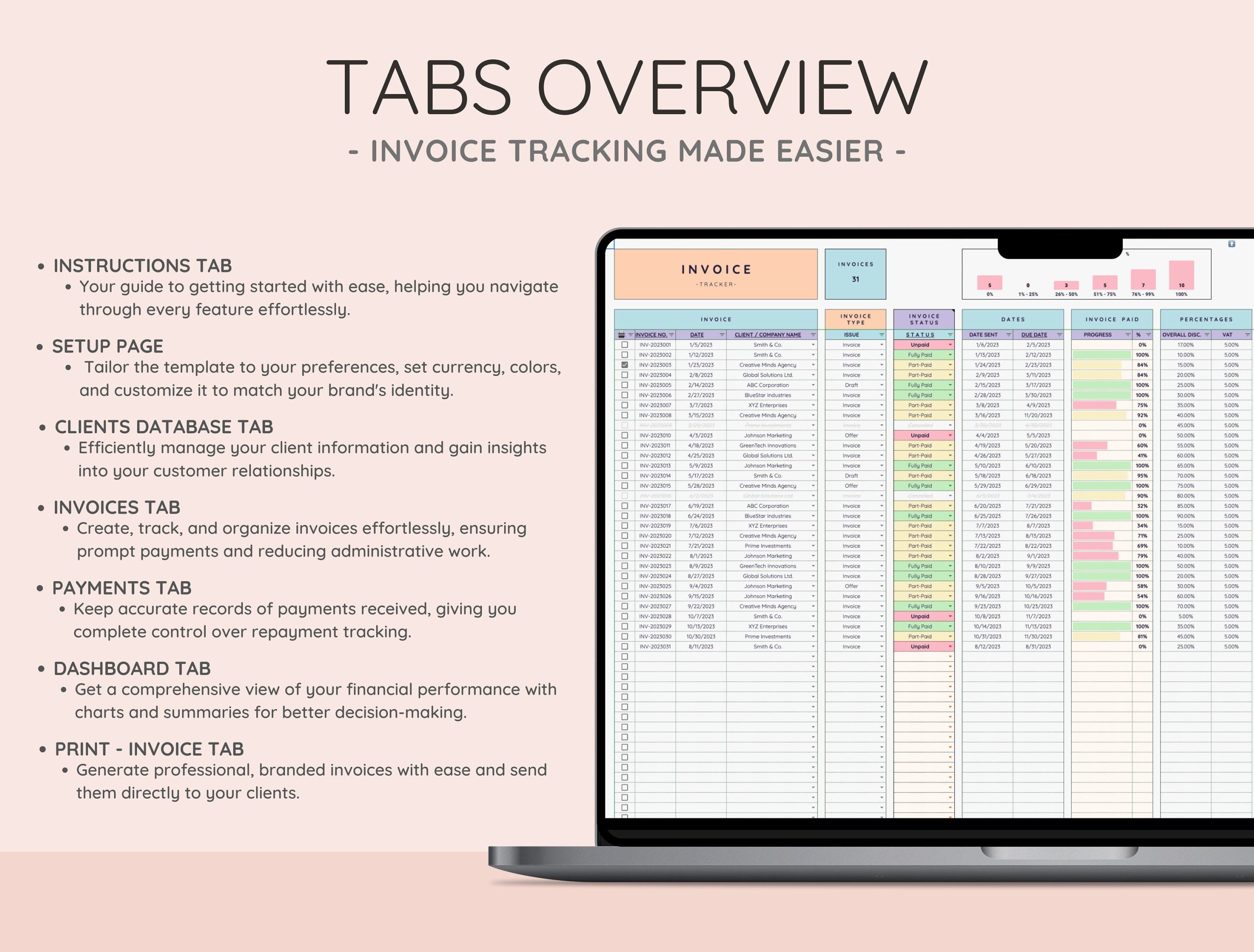 Invoice Tracker & Payment Manager with Invoice Generator | Invoice, Client Payments and Dashboard | Small Business Spreadsheet Template - Image 2