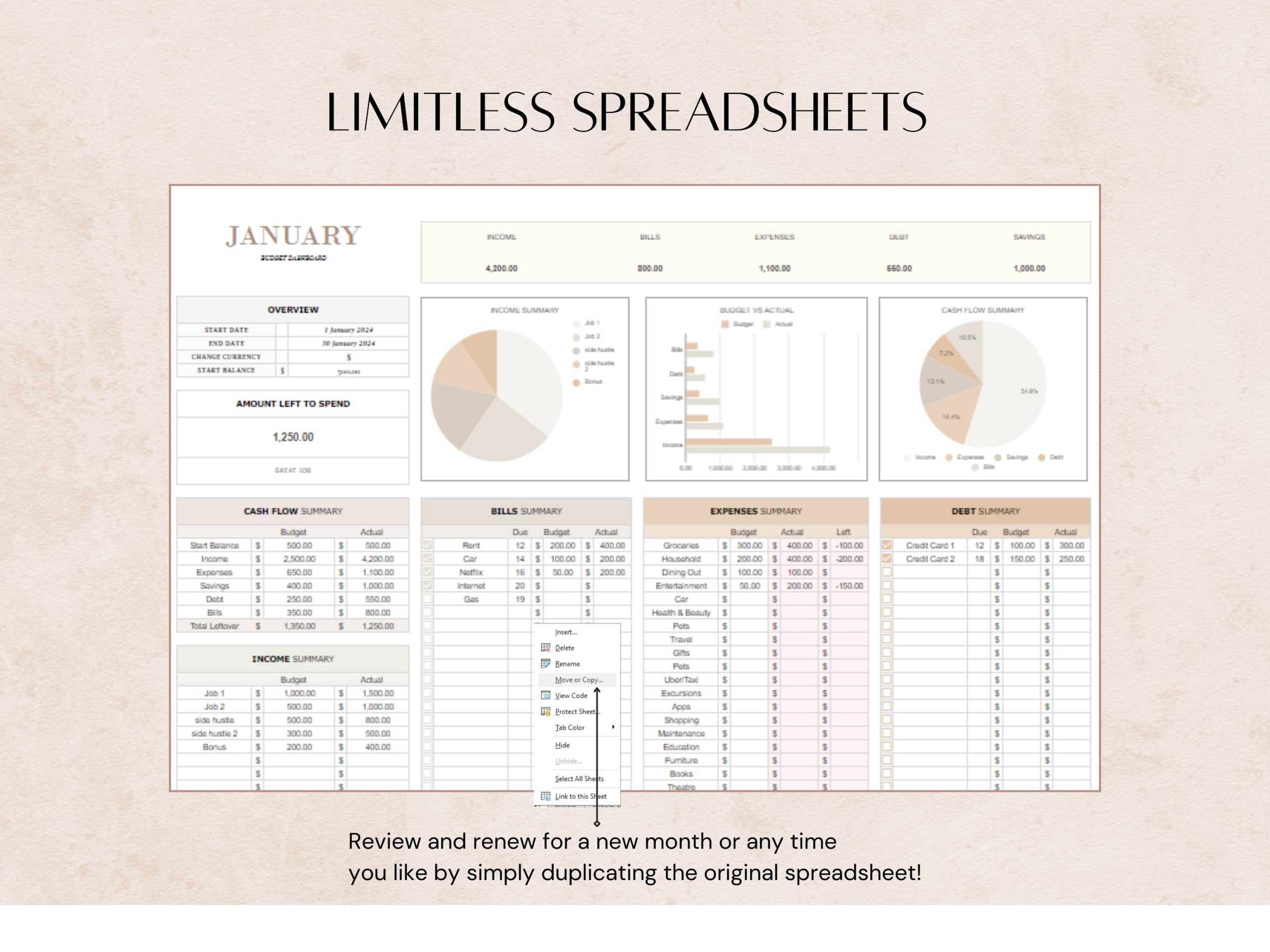 Monthly Weekly Google Sheets and Excel Budget Spreadsheet, Savings Expense Budget Tracker for Work Life Balance, Biweekly Budgeting Template - Image 4