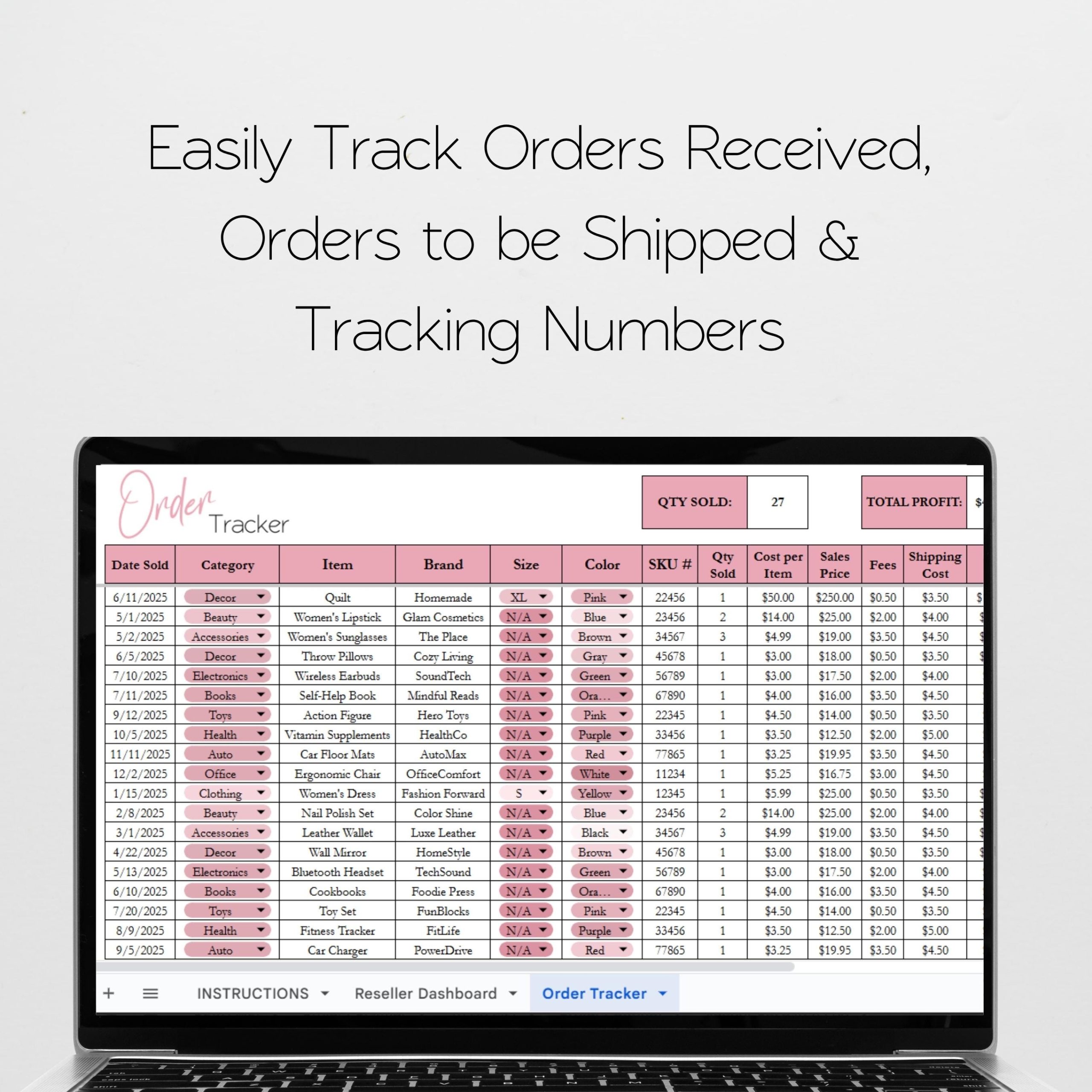 Reseller Spreadsheet Template, Resale Business Planner, Reseller Bookkeeping, Product Inventory Management, Reseller Tools Reseller Tracker - Image 6
