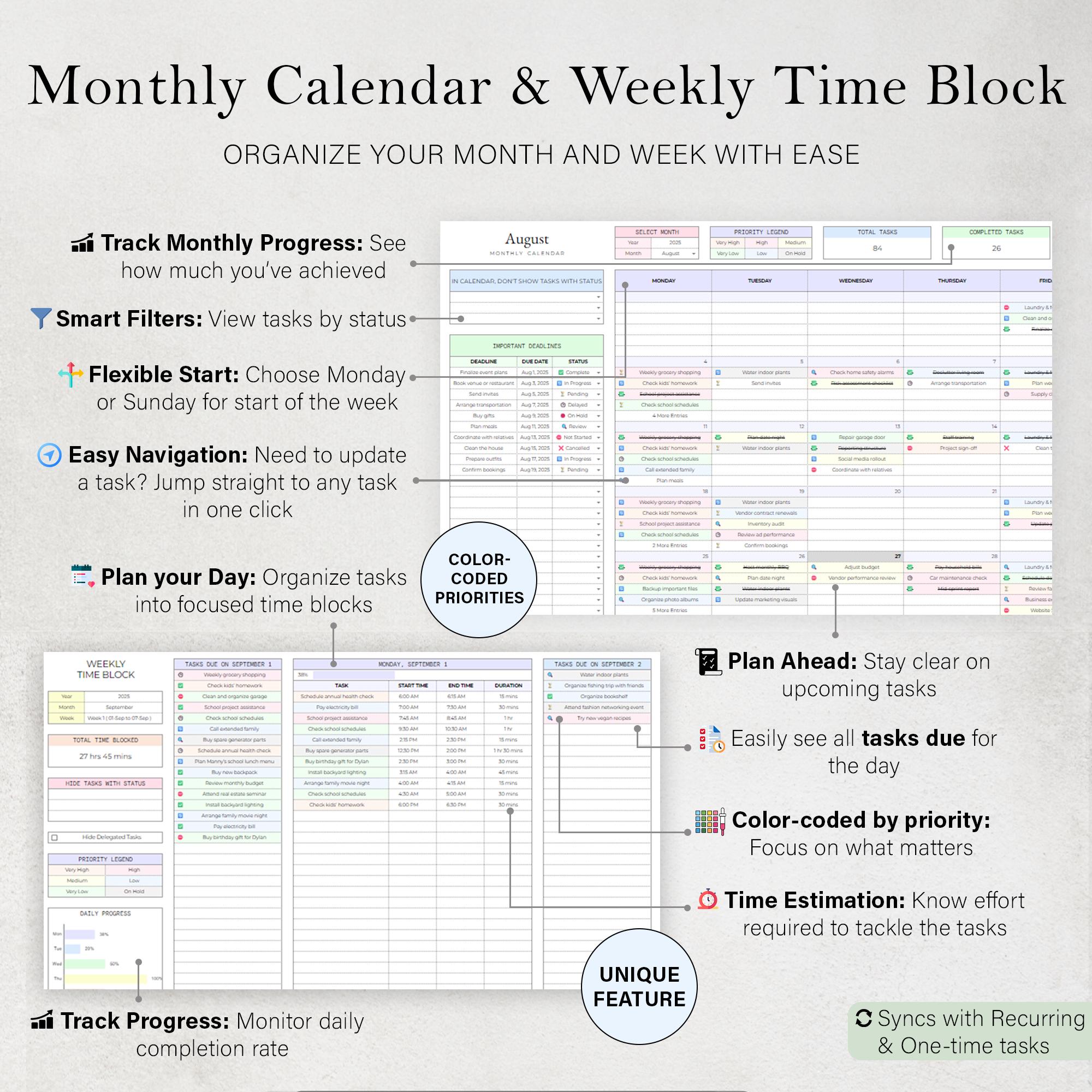 Task Tracker To Do List Template Daily Tasks Spreadsheet Recurring Tasks Productivity Planner To-Do List Project Management Google Sheets - Image 6