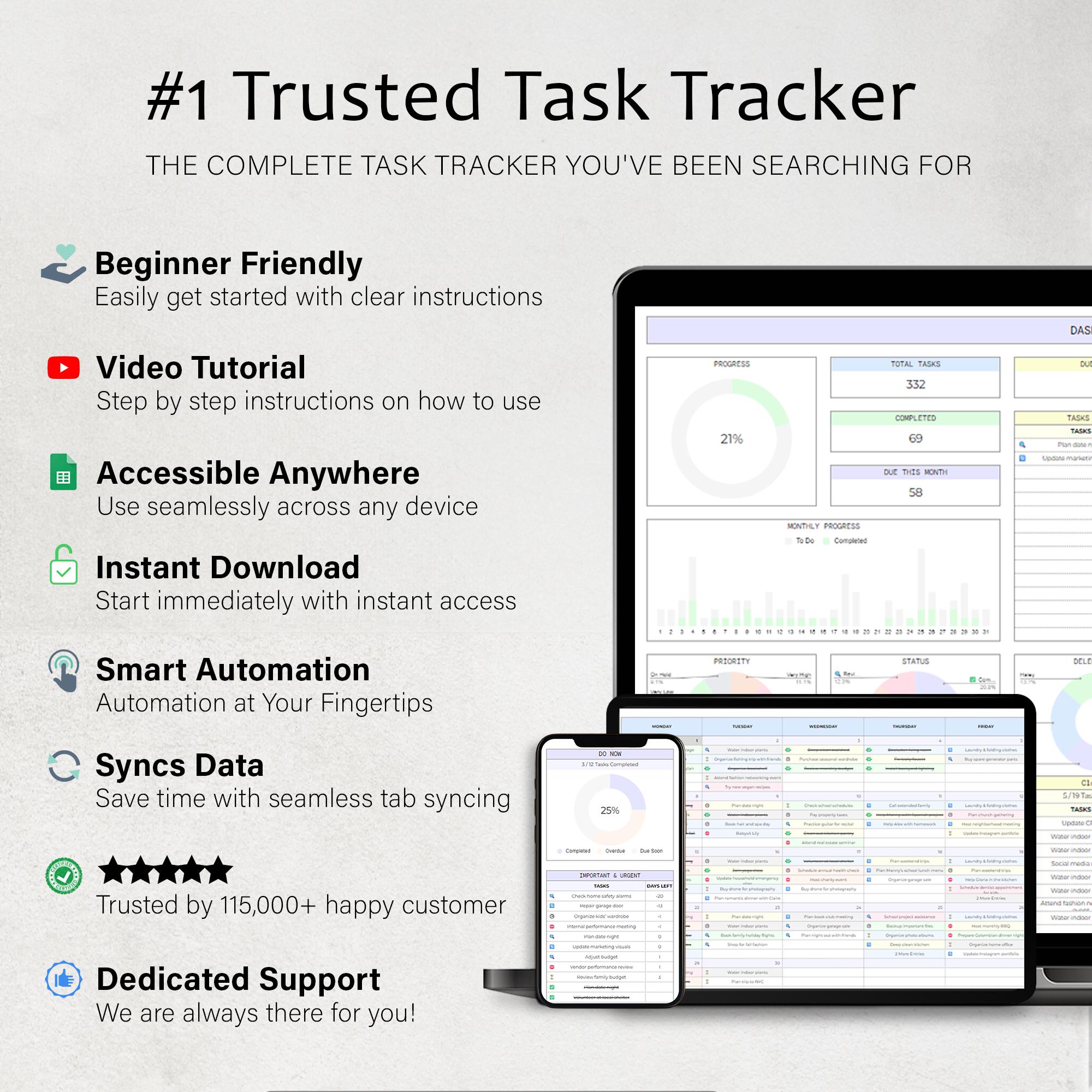 Task Tracker To Do List Template Daily Tasks Spreadsheet Recurring Tasks Productivity Planner To-Do List Project Management Google Sheets - Image 10