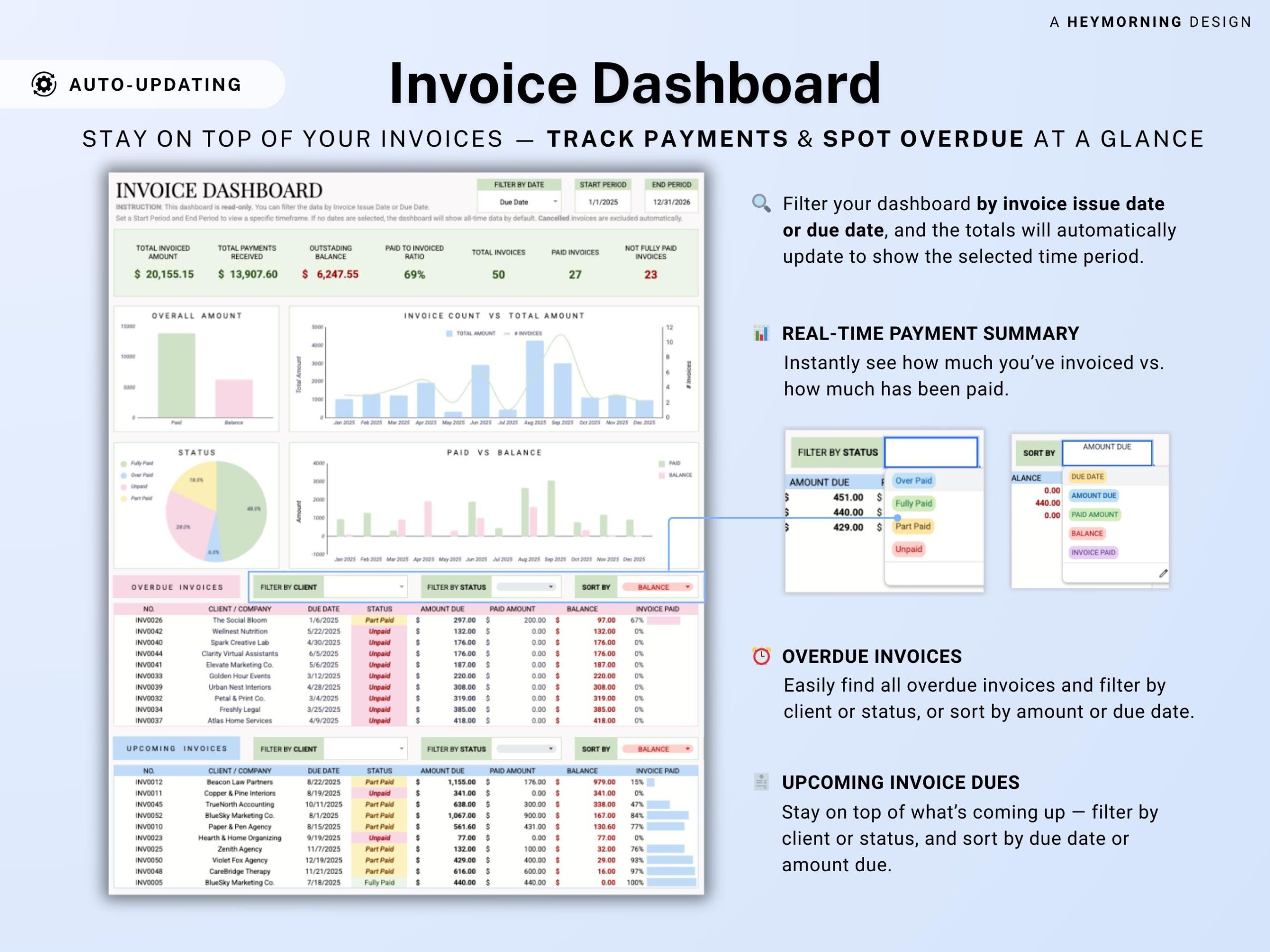 Invoice & Client Tracker Spreadsheet for Small Business CRM Google Sheets Invoice Tracker Generator Excel Lead Management Payment Tracker - Image 8