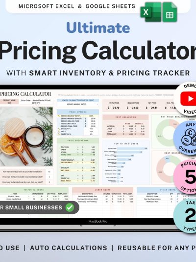 Product Pricing Calculator Spreadsheet Small Business Pricing Template Google Sheets Handmade Product Cost Calculator Excel Profit Margin