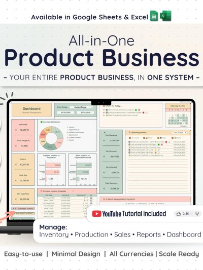 Small Business Management Spreadsheet Google Sheets Excel Inventory Tracker Invoice Bookkeeping Expense Sales Order Dashboard Template