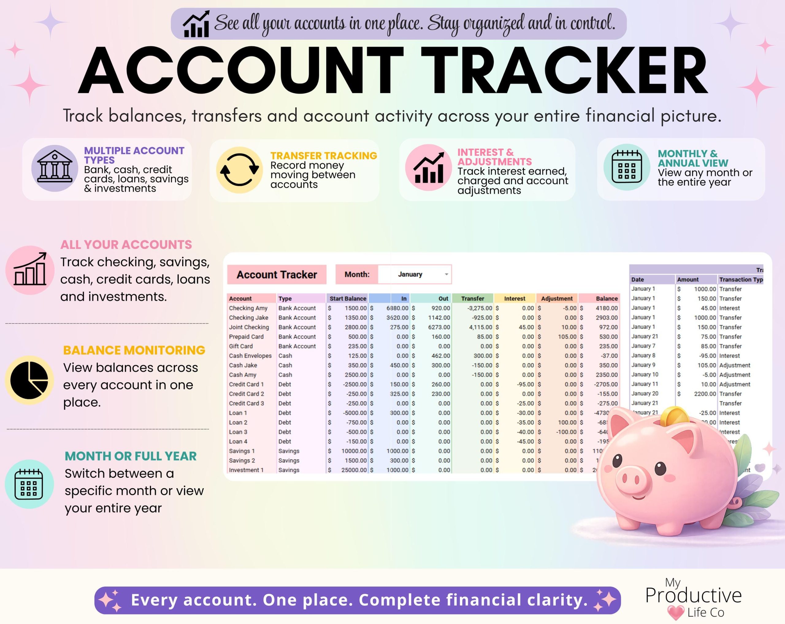 Annual & Monthly Budget Spreadsheet | Google Sheets and Excel Financial Planner Template | Monthly Income, Expense and Bill Tracker - Image 9