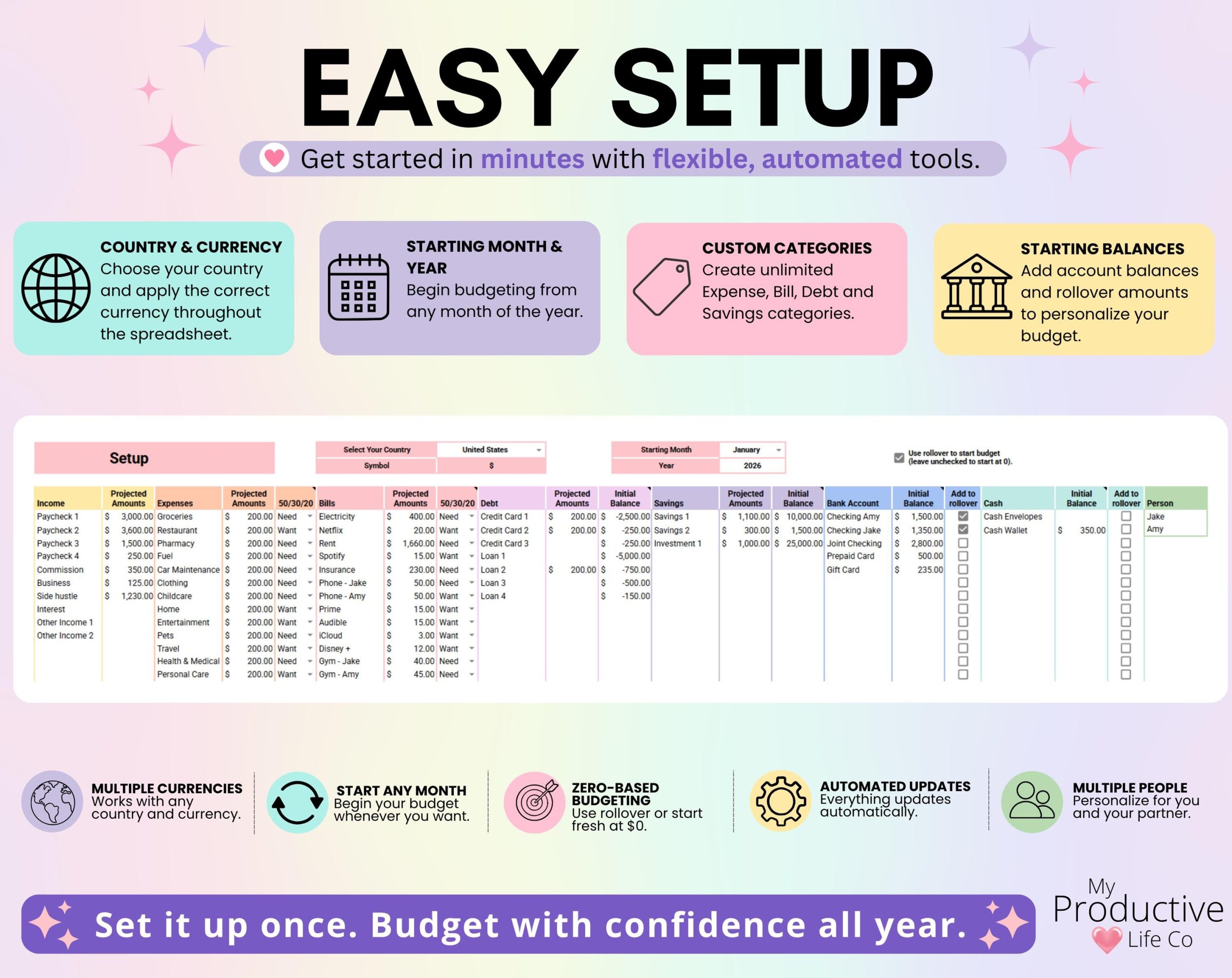 Annual & Monthly Budget Spreadsheet | Google Sheets and Excel Financial Planner Template | Monthly Income, Expense and Bill Tracker - Image 7