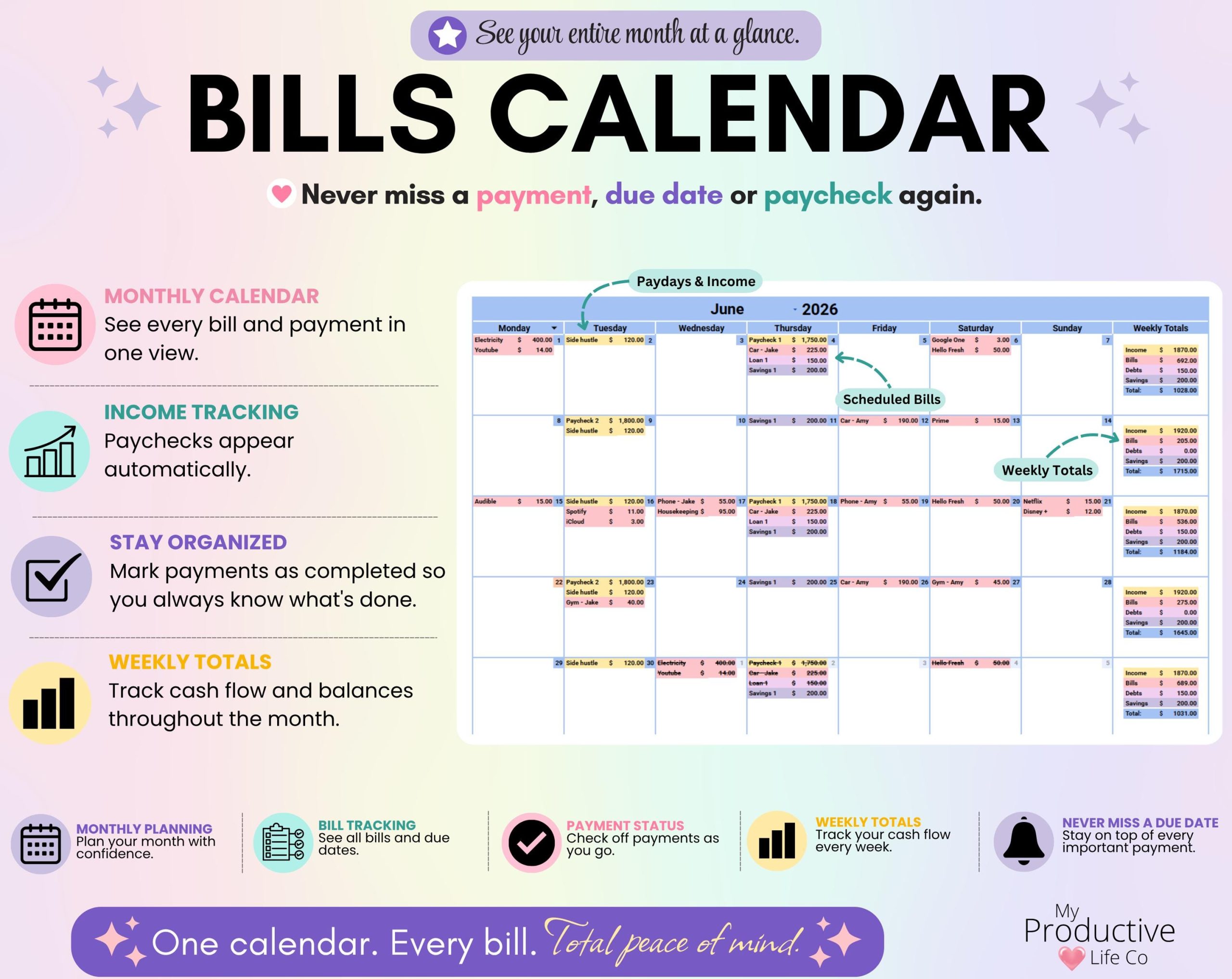 Annual & Monthly Budget Spreadsheet | Google Sheets and Excel Financial Planner Template | Monthly Income, Expense and Bill Tracker - Image 6