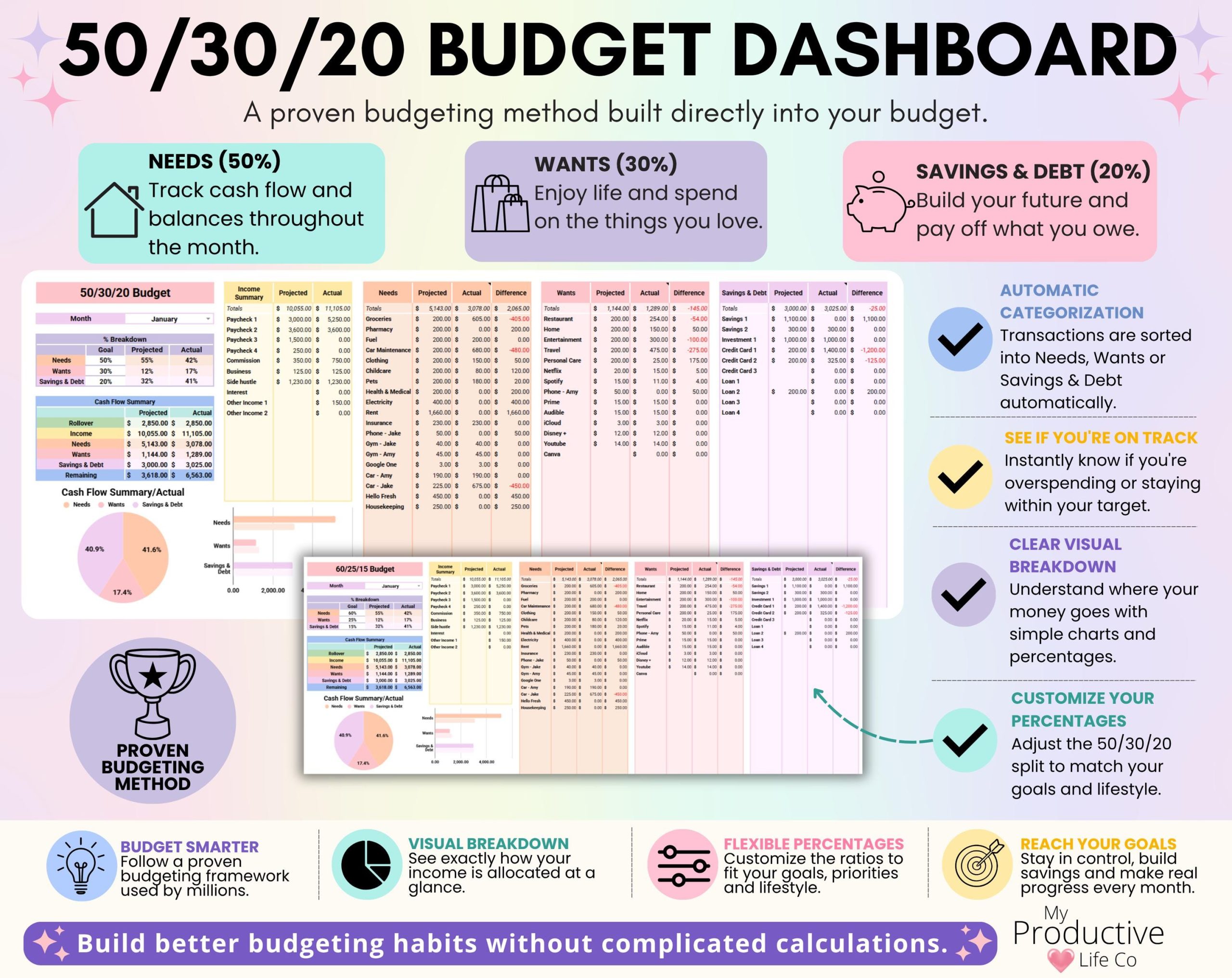 Annual & Monthly Budget Spreadsheet | Google Sheets and Excel Financial Planner Template | Monthly Income, Expense and Bill Tracker - Image 11