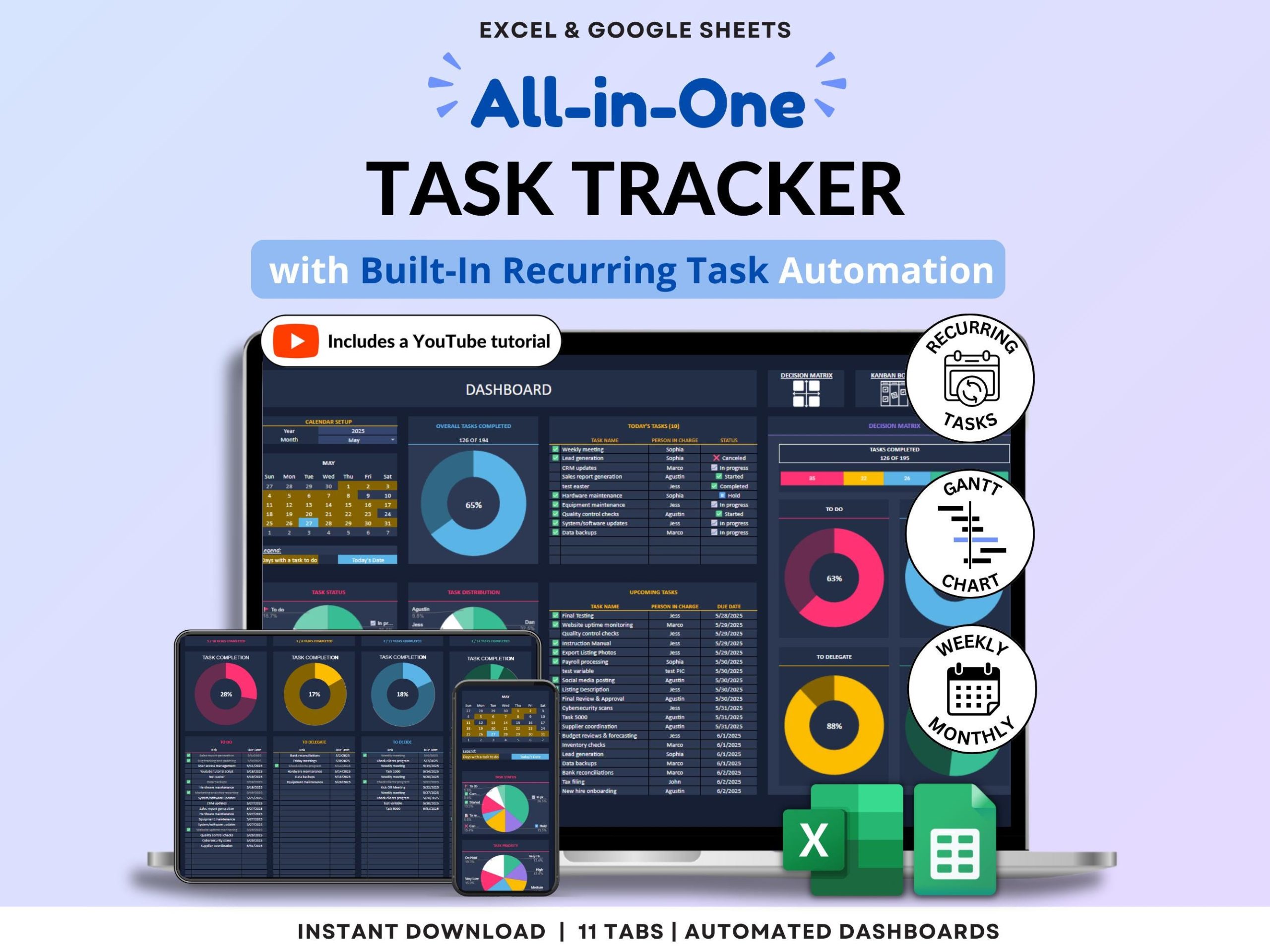 Task Tracker Excel Spreadsheet To Do List Google Sheets Task Priority Tracker Eisenhower Matrix Kanban Board Team Task Manager To Do Planner