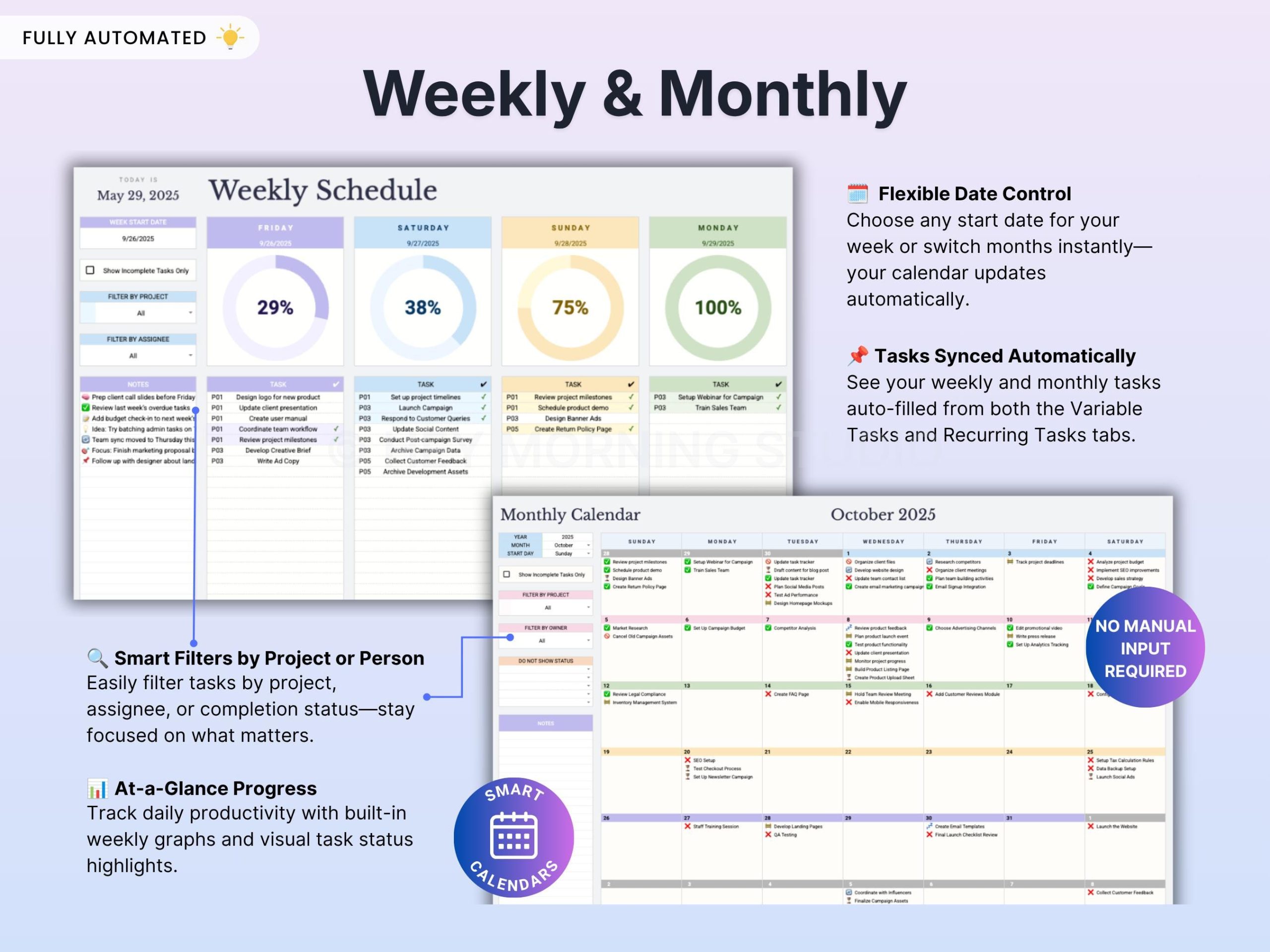 Project Management Spreadsheet Team Project Task Tracker Google Sheets Excel Timeline Planner Kanban Board Gantt Chart Eisenhower Matrix - Image 11