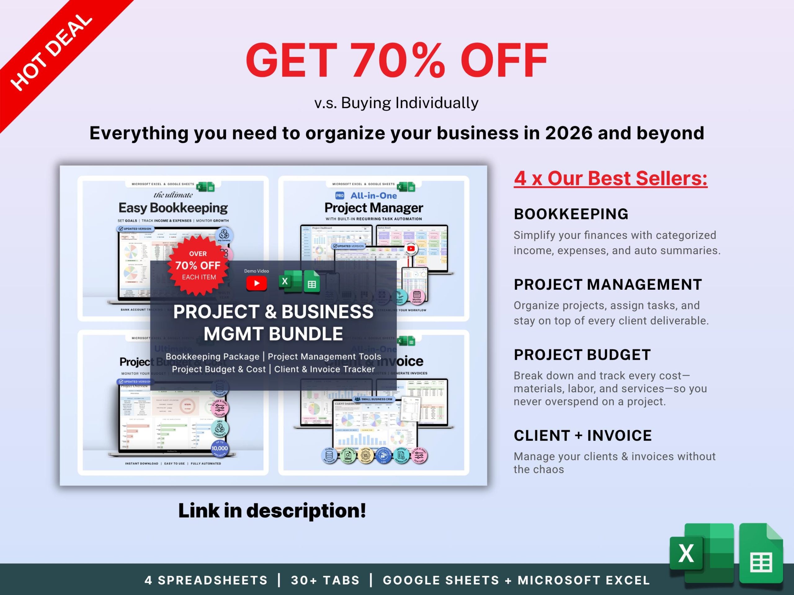 Project Management Spreadsheet Team Project Task Tracker Google Sheets Excel Timeline Planner Kanban Board Gantt Chart Eisenhower Matrix - Image 15